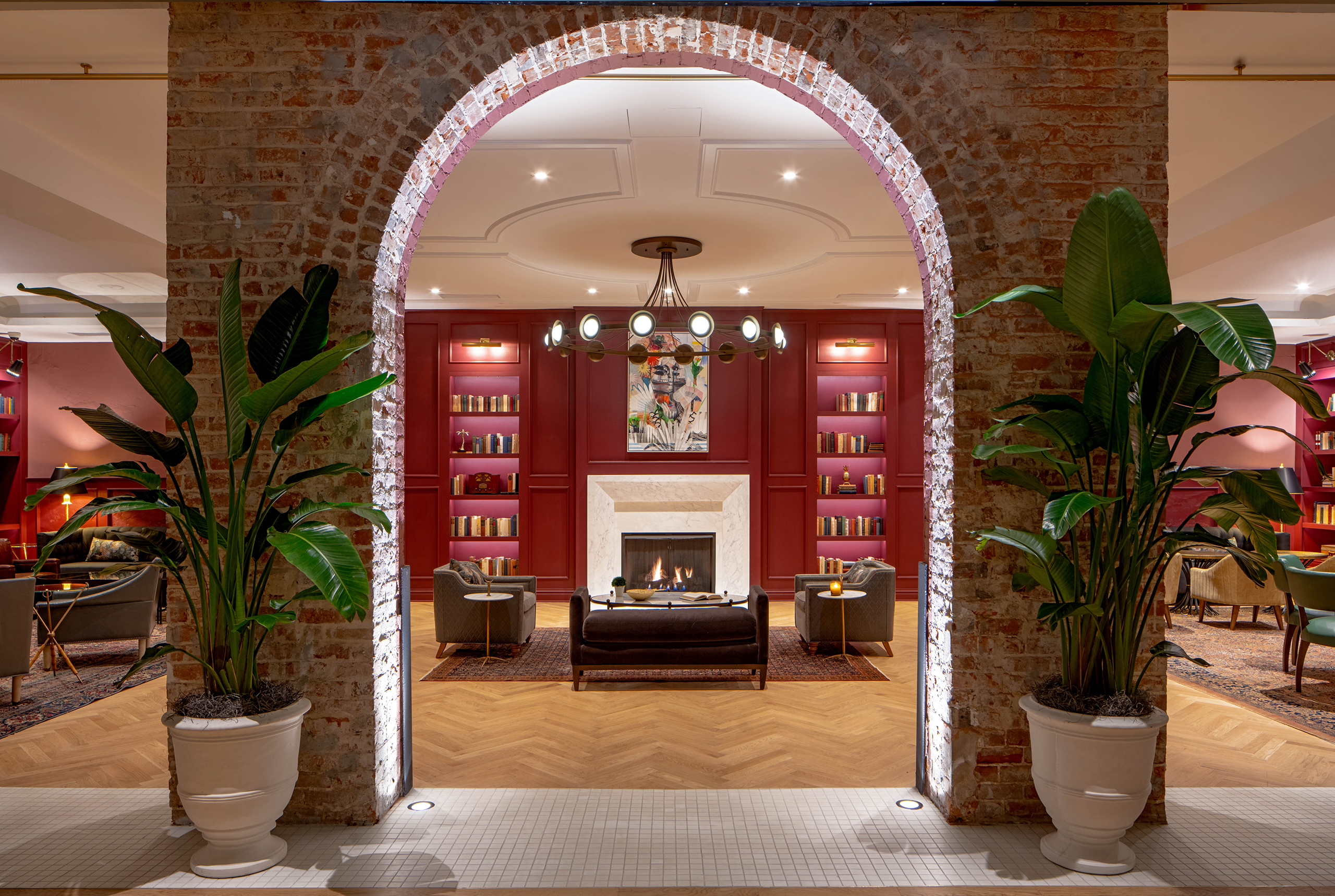The exposed brick archway inside The Eliza Jane Hotel in New Orleans