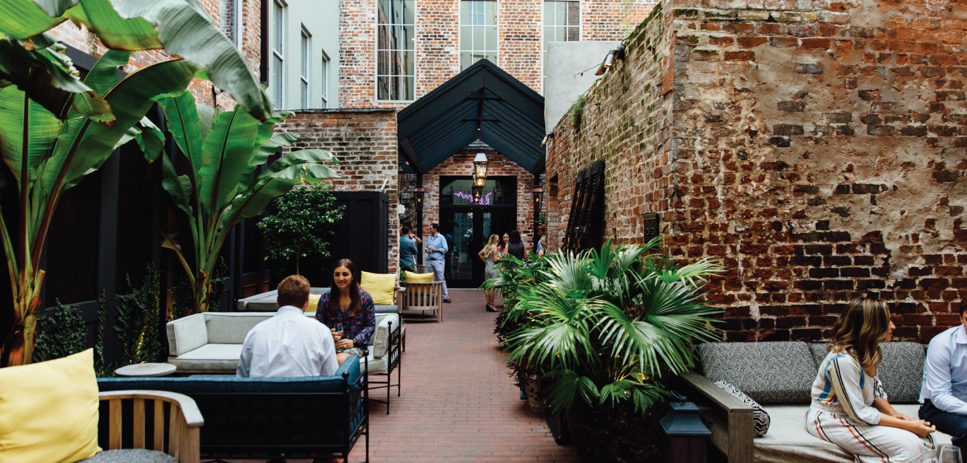 the courtyard in the daytime at The Eliza Jane Hotel in New Orleans