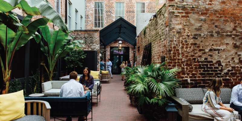 the courtyard in the daytime at The Eliza Jane Hotel in New Orleans
