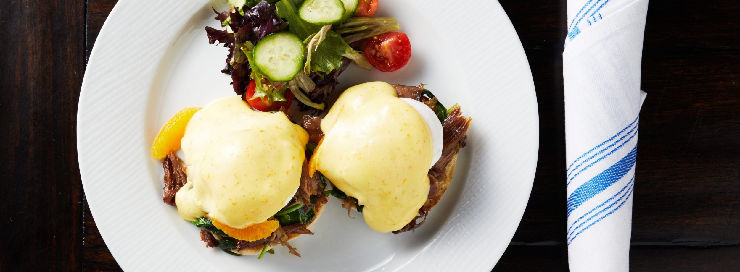 Eggs Benedict from the brunch menu at Couvant in New Orleans