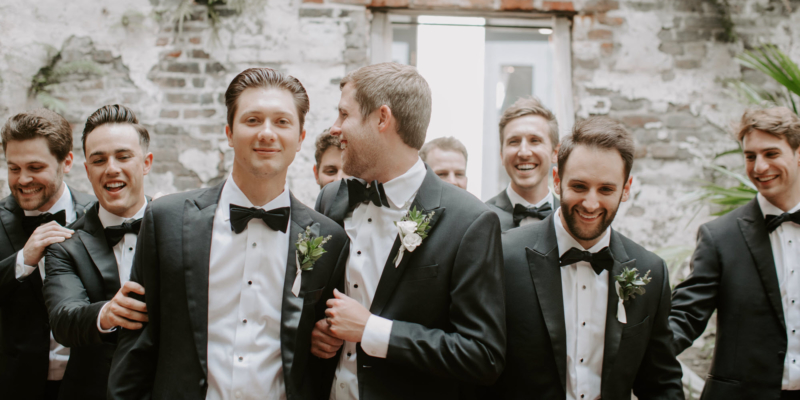 Groom and groomsmen at a wedding