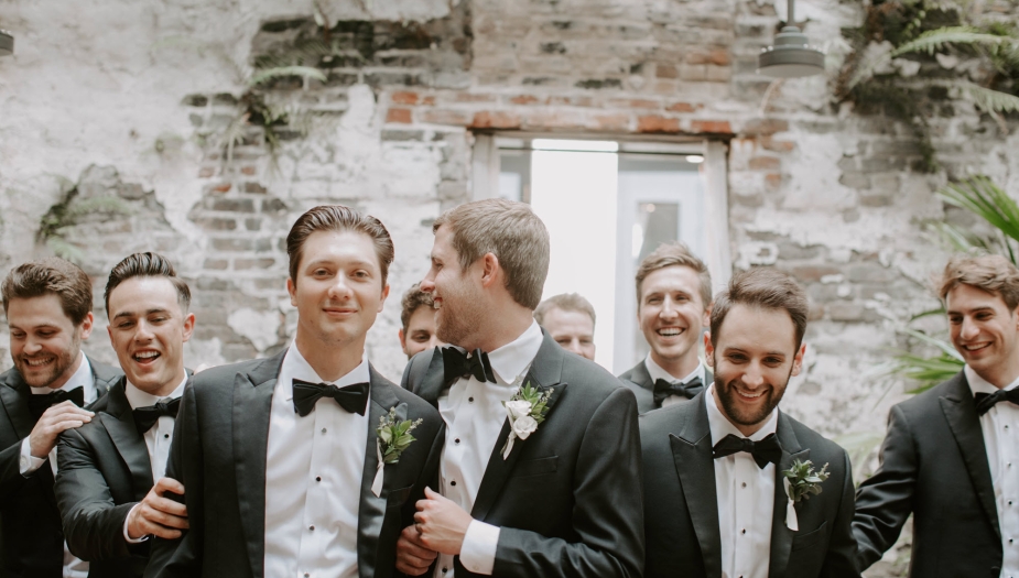 Groom and groomsmen at a wedding