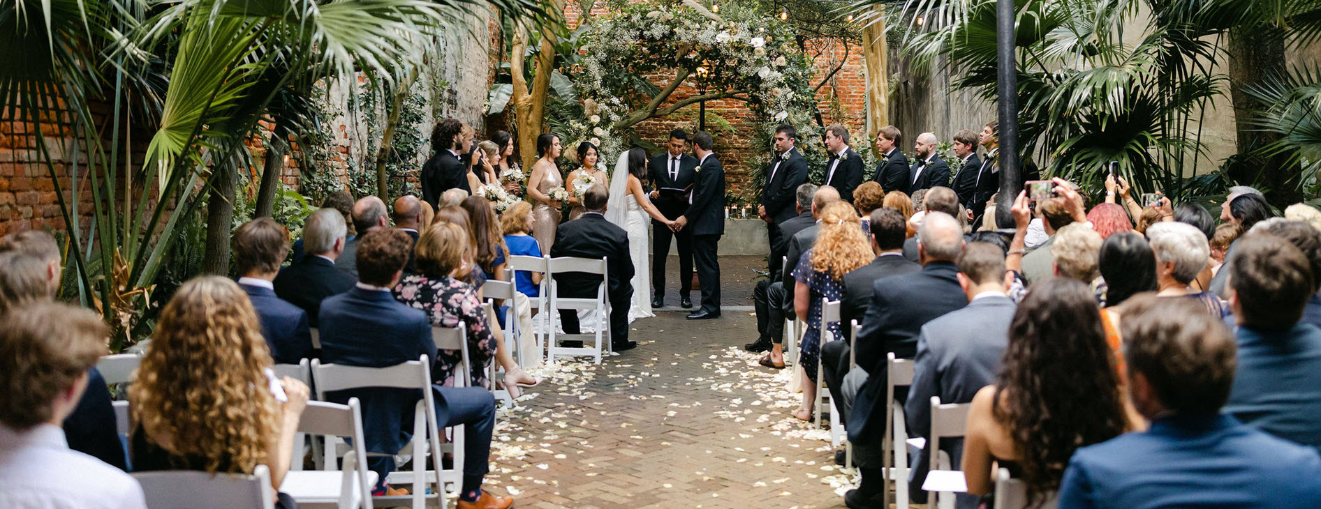 Wedding ceremony in a courtyard