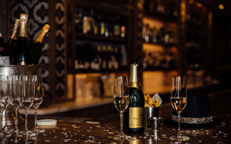 champagne on bartop
