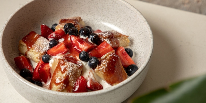 A berry and creme brunch bowl from Couvant restaurant in New Orleans