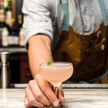 A rose drink from The Press Room in New Orleans