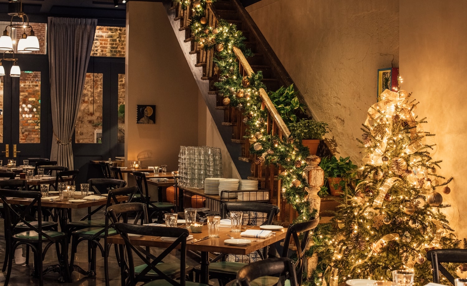 Christmas decorations in restaurant