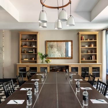 Conference table set in private dining room